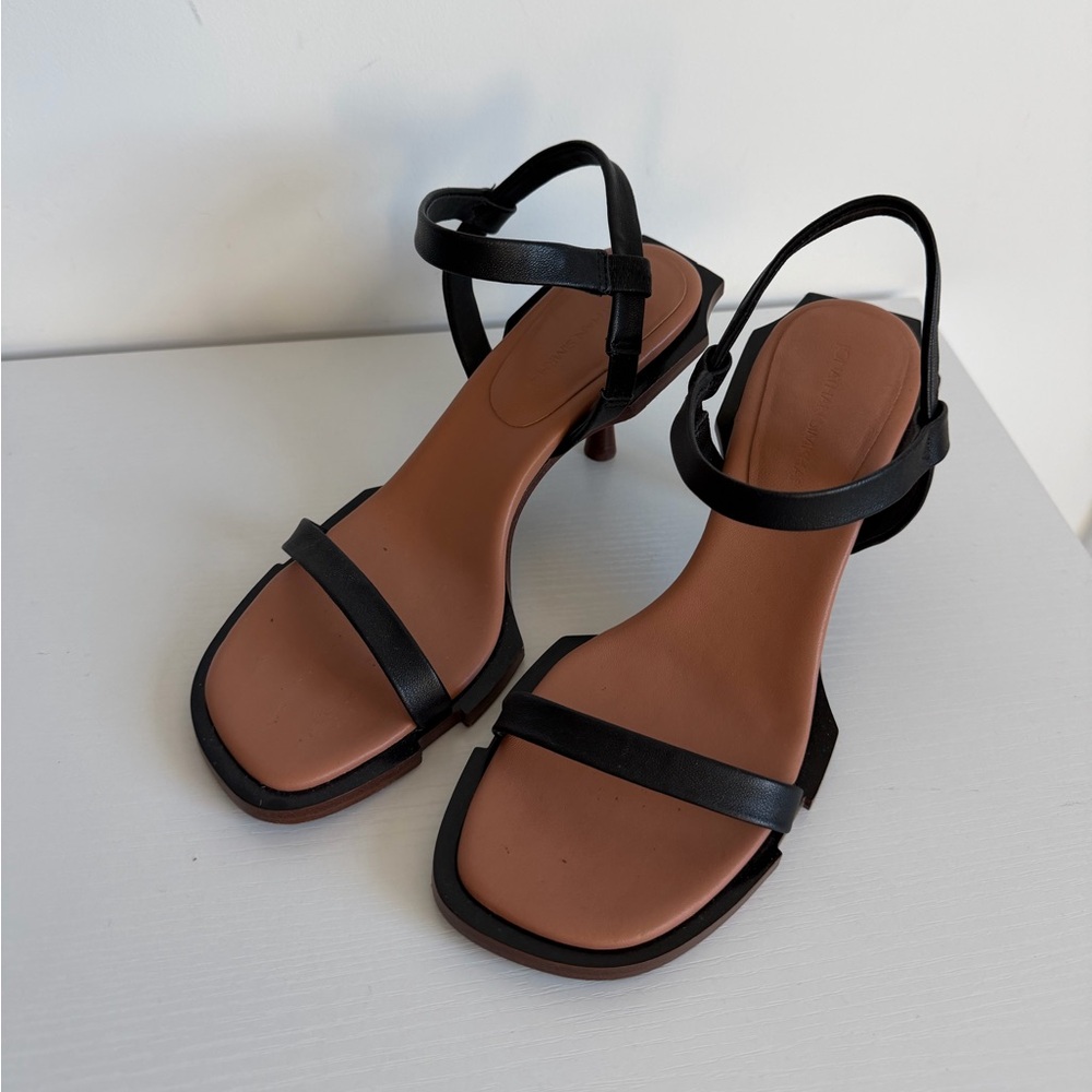 Jonathon Simkhai 37 Roma Icon Leather Sandals Black Leather - Picture 2 of 6